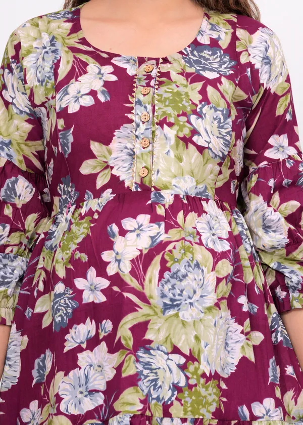 Multi_Floral_Cotton_Maternity_And_Feeding_Kurti