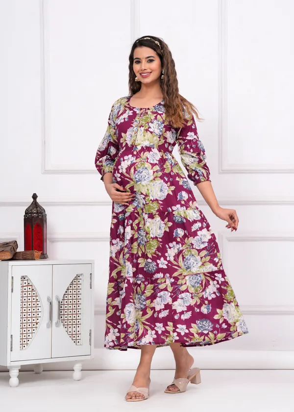 Multi_Floral_Cotton_Maternity_And_Feeding_Kurti