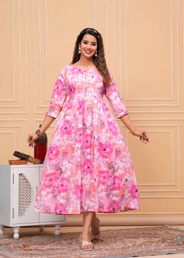 Multi_Pink_Cotton_Maternity_And_Feeding_Kurti