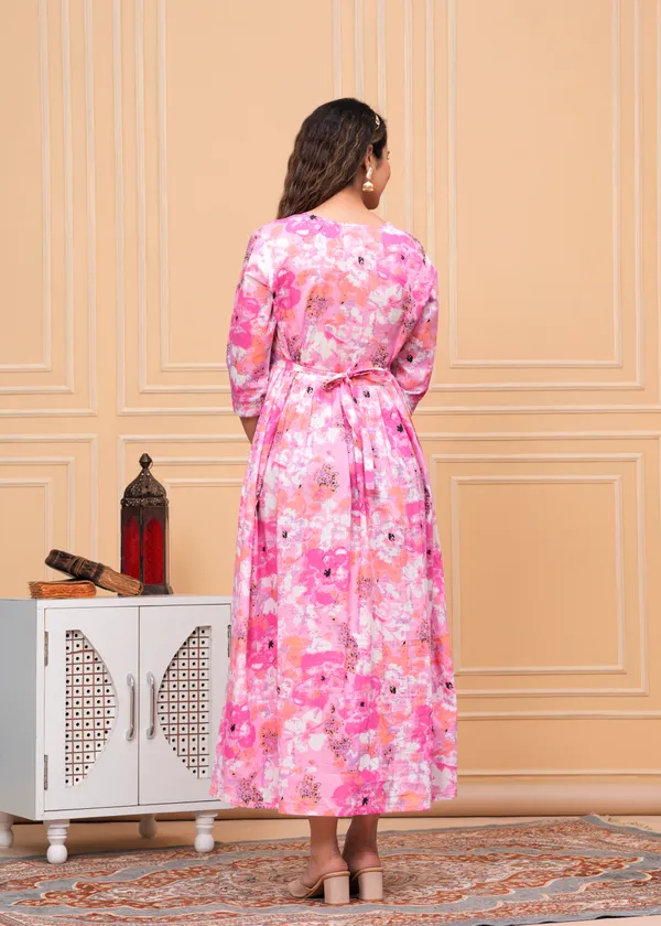 Multi_Pink_Cotton_Maternity_And_Feeding_Kurti