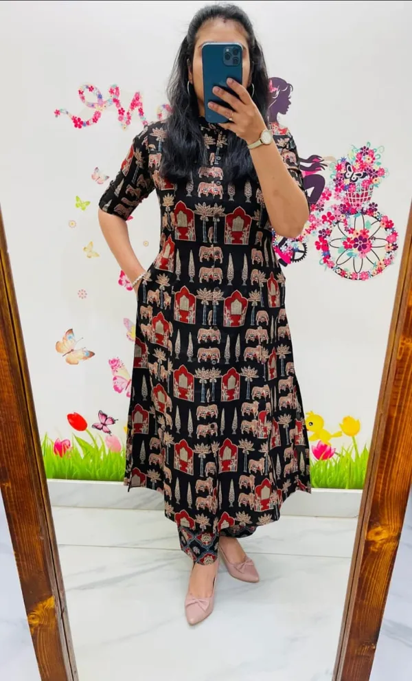 Multicolor_Cotton_Premium_Jaipuri_Print_Kurta_And_Pant_Co-Ord_Set_For_Women