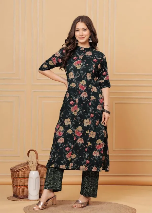 Multicolor_Cotton_Regular_Fit_Solid_Kurta_Pant_Set_For_Women