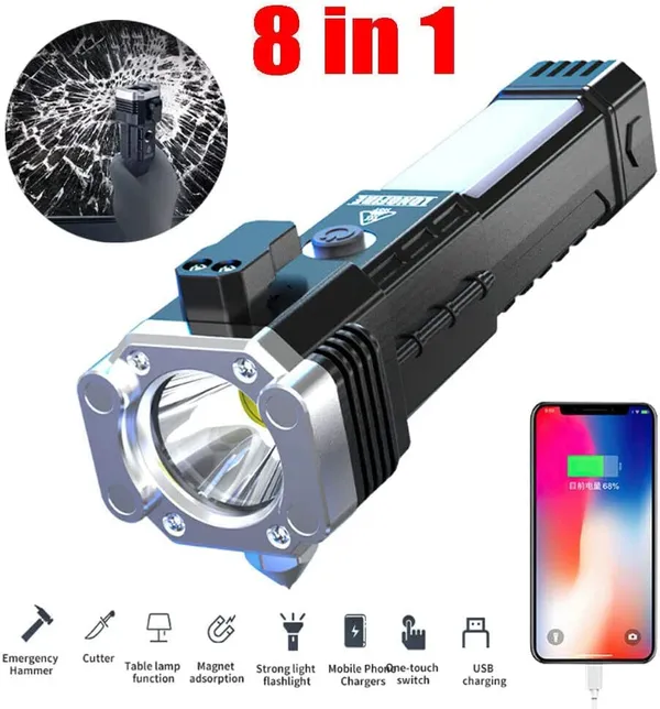 Torch_Lights_Rechargeable_High_Power_Long_Distance_Led_Flash_Light_Battery_Usb_Charger_Power_Bank_With_Car_Emergency_Glass_Hammer_Waterproof