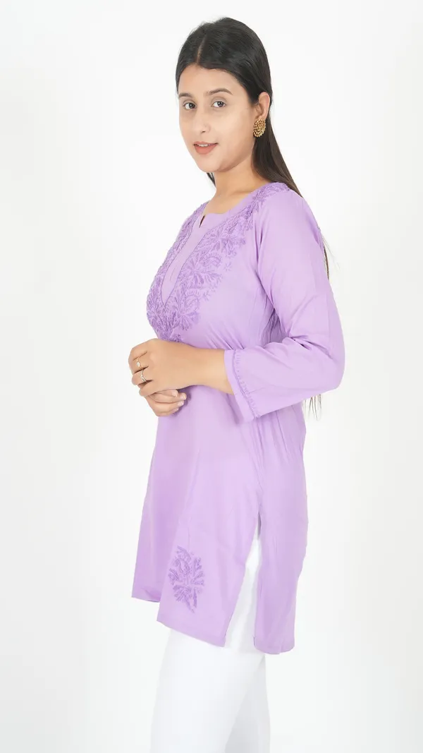 Lavender_Cotton_Casual_Short_Kurti_For_Women