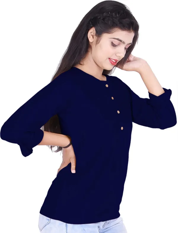 Navy_Blue_Rayon_Printed_Casual_Wear_Kurti_For_Women