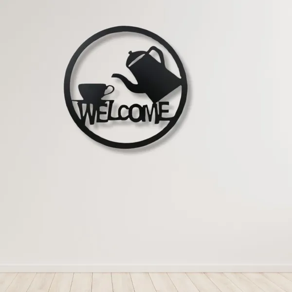 Black_Welcome_Tea_&_Cup_-_Wood_Wall_Art