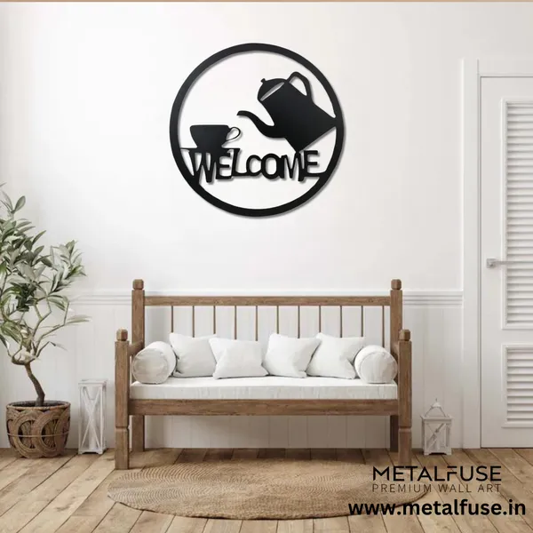 Black_Welcome_Tea_&_Cup_-_Wood_Wall_Art