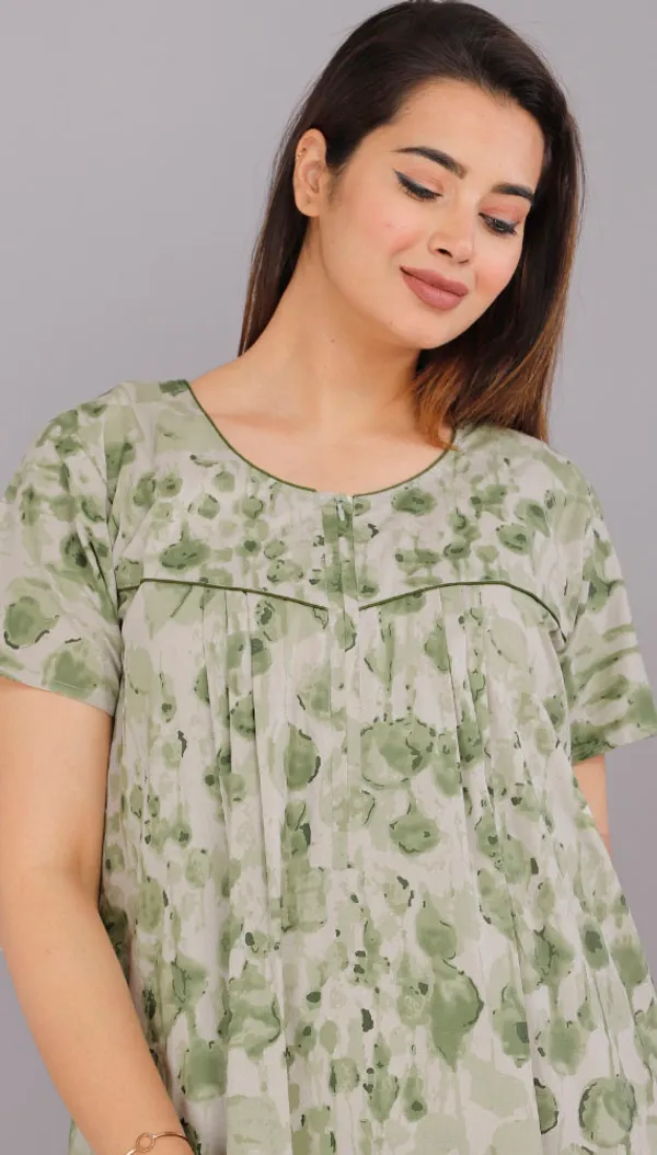 Green_Pure_Cotton_Night_Gown_For_Women