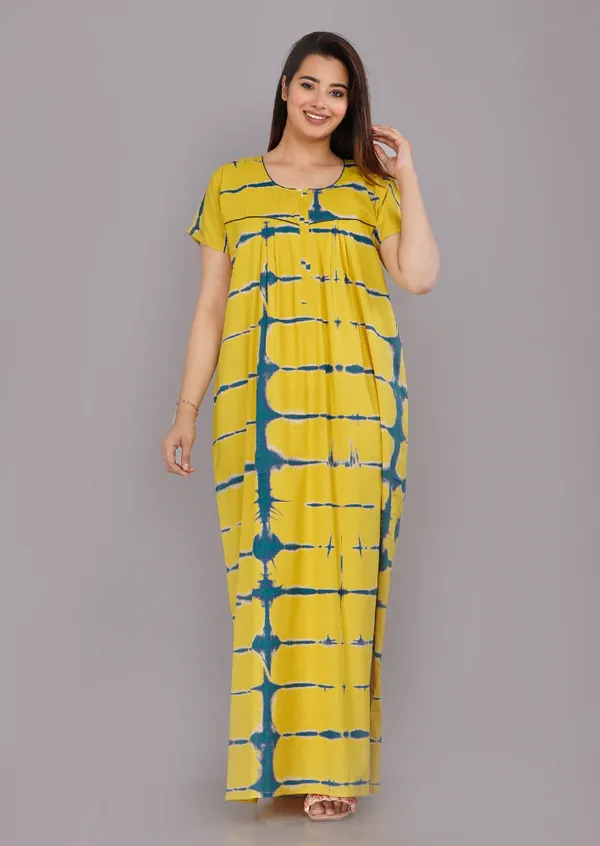 Yellow_Pure_Cotton_Night_Gown_For_Women