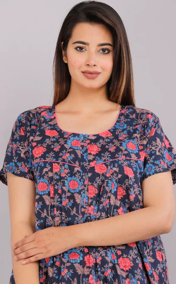 Navy_Blue_Pure_Cotton_Night_Gown_For_Women