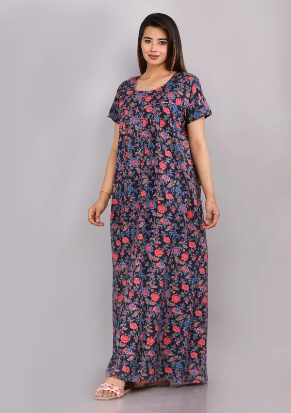 Navy_Blue_Pure_Cotton_Night_Gown_For_Women