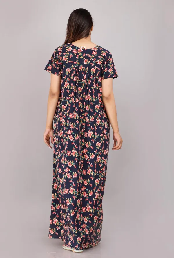 Navy_Blue_Pure_Cotton_Night_Gown_For_Women