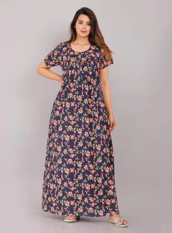 Navy_Blue_Pure_Cotton_Night_Gown_For_Women