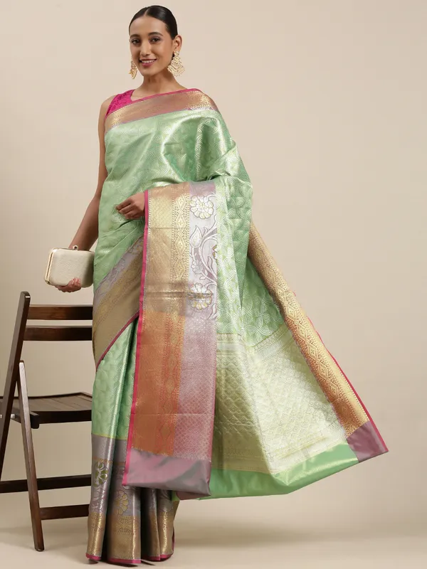 Sea_Green_Kanchi_Silk_Banarasi_Sarees_For_Women