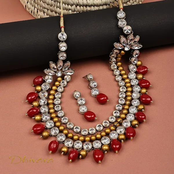 Three_Layer_Antique_Red_Alloy_Copper_Red_Jewellery_Set_For_Women
