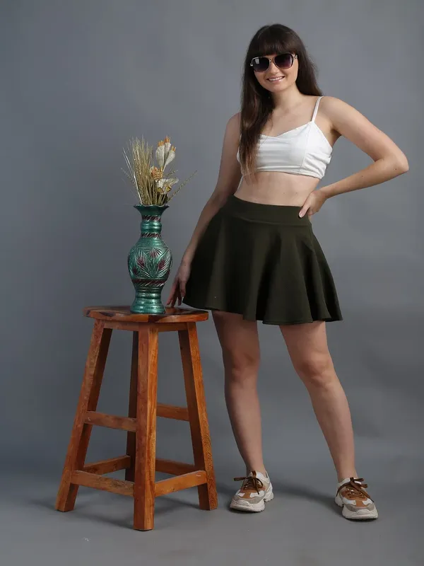 Casual_Stretchable_Flared_Skater_Short_Mini_Skirt_For_Women
