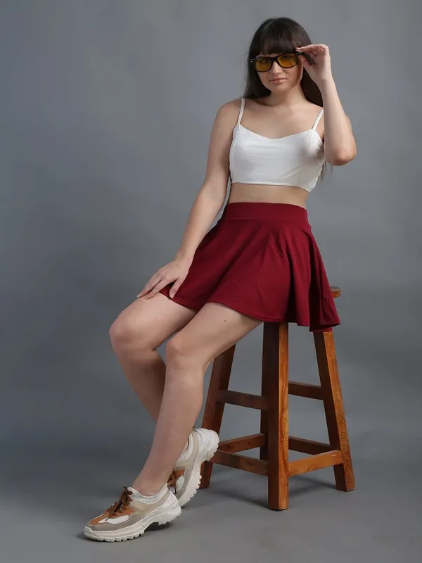 Casual_Stretchable_Flared_Skater_Short_Mini_Skirt_For_Women