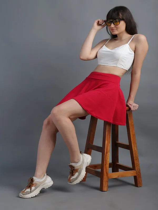 Casual_Stretchable_Flared_Skater_Short_Mini_Skirt_For_Women