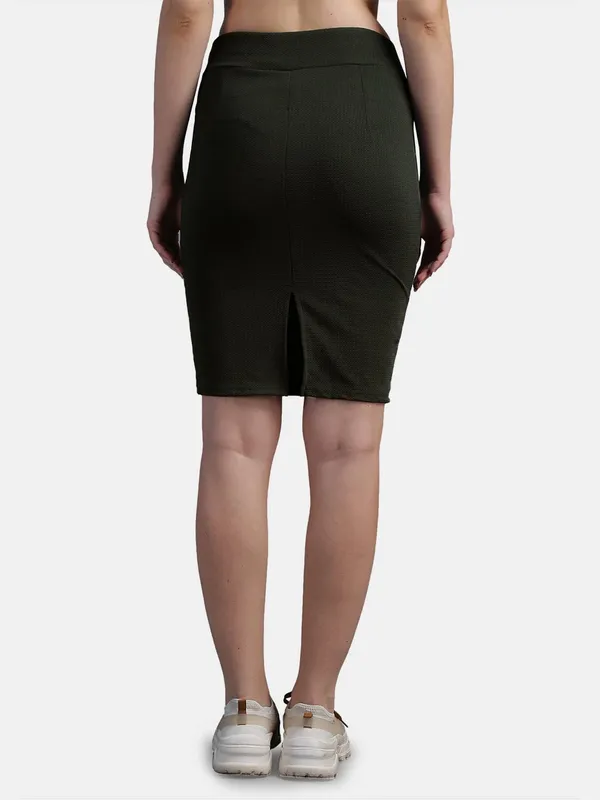 Black_Casual_High_Waist_Straight_Knee_Length_Pencil_Skirt_For_Women