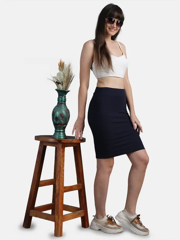 Casual_High_Waist_Straight_Knee_Length_Pencil_Skirt_For_Women