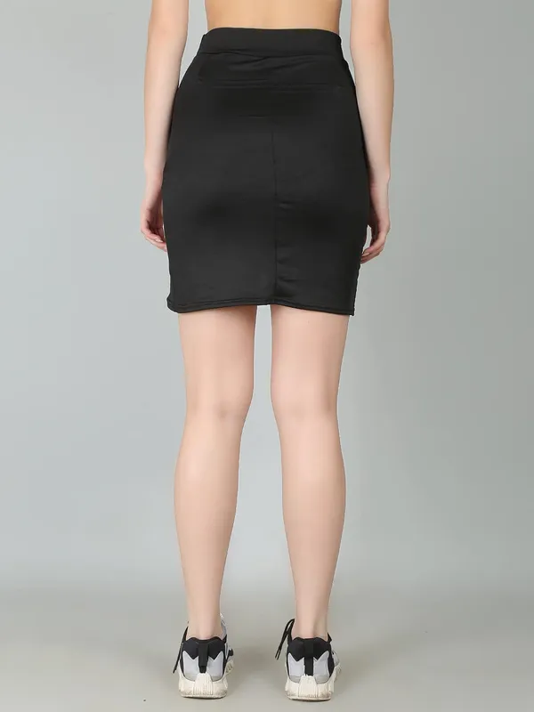Black_Casual_Strechable_Wrap_Bodycon_Club_Mini_Skirt_For_Women