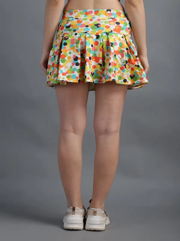Dots_Printed_Short_Pleated_Mini_Skirt_with_Attached_Inner_Short_Skorts_For_Women