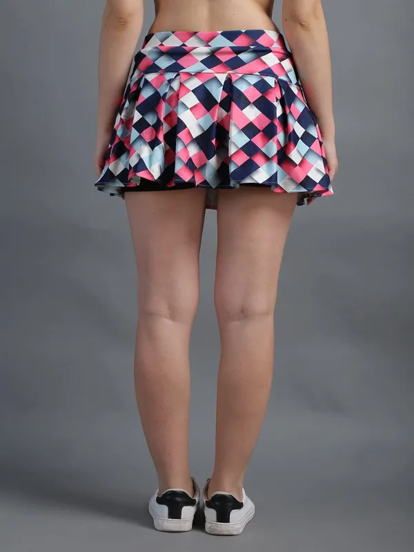 Geomatric_Printed_Short_Pleated_Mini_Skirt_with_Attached_Inner_Short_Skorts_For_Women