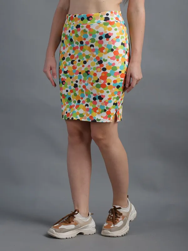 Dots_Printed_Casual_Knee_Length_Straight_Pencil_Skirt_For_Women
