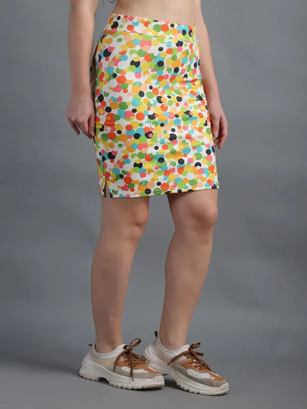 Dots_Printed_Casual_Knee_Length_Straight_Pencil_Skirt_For_Women