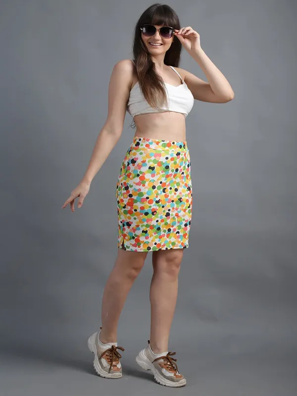 Dots_Printed_Casual_Knee_Length_Straight_Pencil_Skirt_For_Women