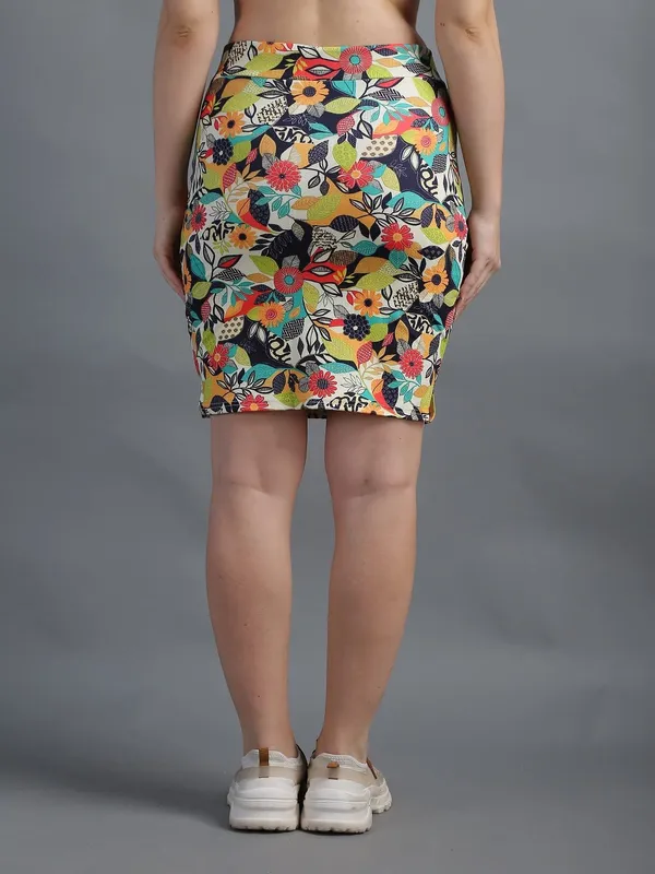 Leaf_Printed_Casual_Knee_Length_Straight_Pencil_Skirt_For_Women
