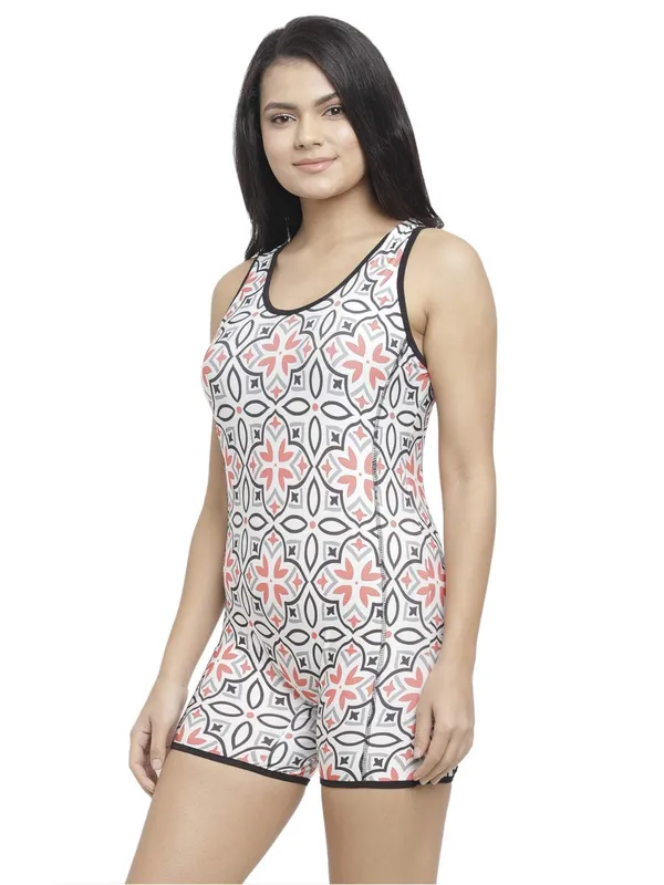 Black_&_Orange_Romper_Style_Printed_Padded_One_Piece_Legsuit_Boyleg_Swimwear_For_Women_&_Girls