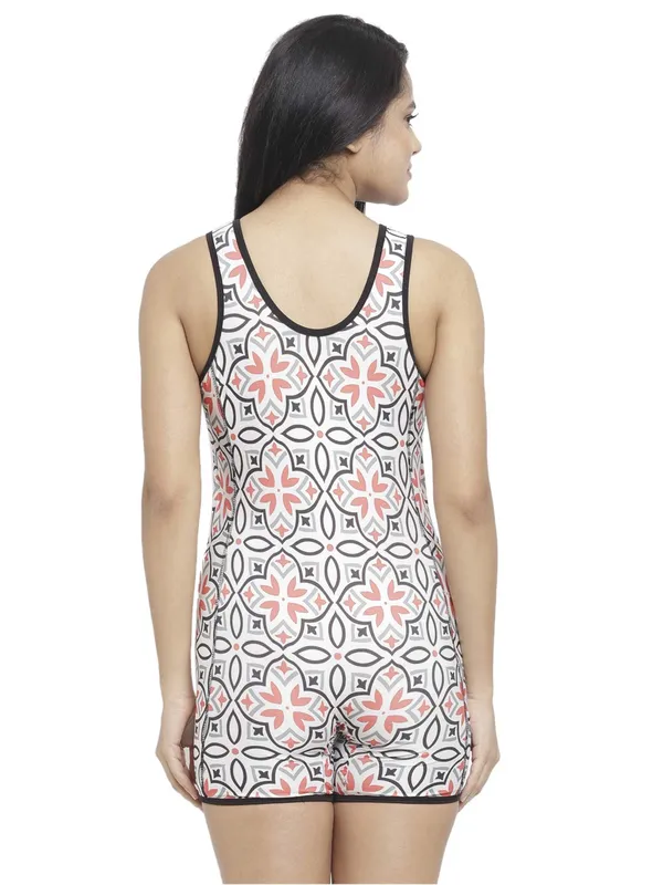 Black_&_Orange_Romper_Style_Printed_Padded_One_Piece_Legsuit_Boyleg_Swimwear_For_Women_&_Girls