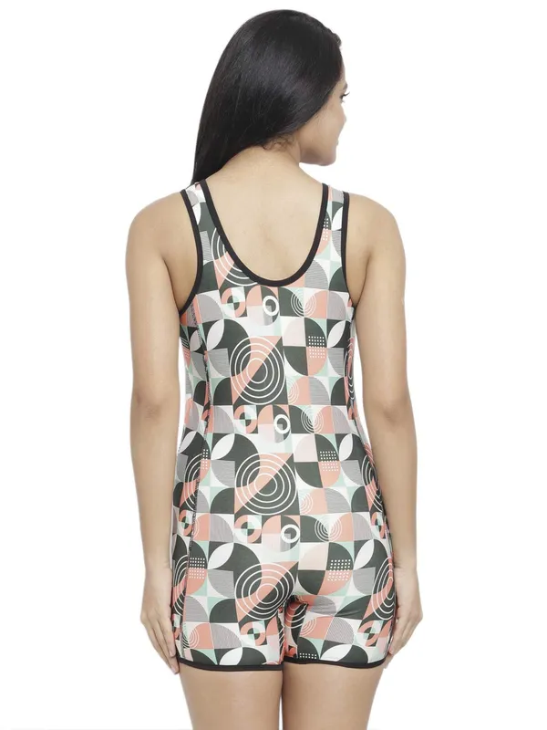 Green_Romper_Style_Printed_Padded_One_Piece_Legsuit_Boyleg_Swimwear_For_Women_&_Girls
