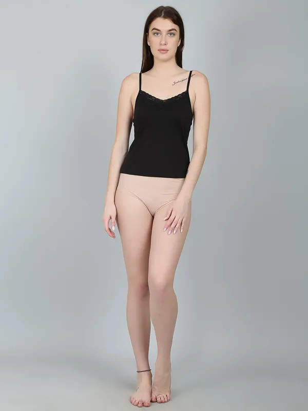 Black_Cotton_Round_Neck_Lace_Trim_Comfortable_Regular_Fit_Everyday_Wear_Camisole_Slip_For_Women_&_Girls