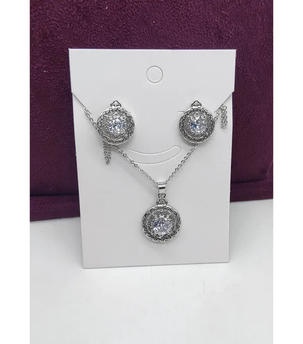Silver_Trendy_Western_Necklace_And_Earring_Set_For_Women
