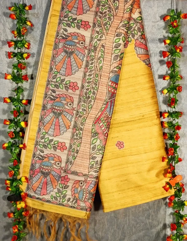 Yellow_Printed_Kalamkari_Cotton_Silk_Saree
