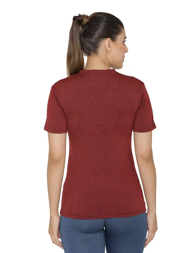 Maroon_Dry_Fit_Athleisure_Tie_Dye_V_Neck_Half_Sleeve_Workout_Yoga_Training_Gym_T-Shirt_For_Women_&_Girls