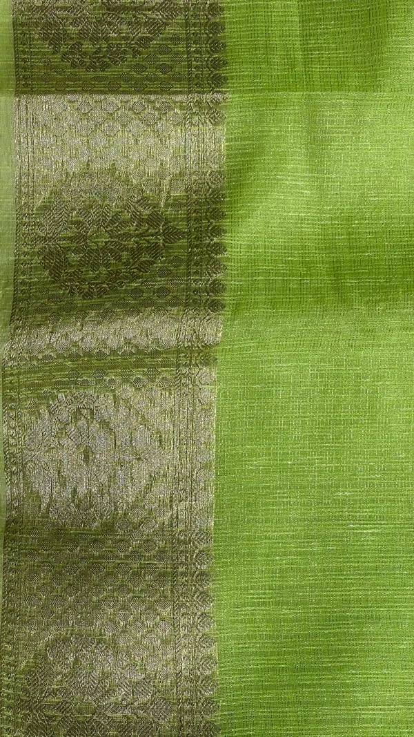 Humairah_Presents_Pista_Green_Supernet_Banarasi_Tissue_Silver_Zari_Stripe_and_Silver_Floral_Zari_Border_with_Stripe_Pista_Green_Blouse_Banarasi_Saree