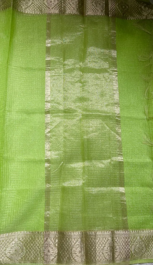 Humairah_Presents_Pista_Green_Supernet_Banarasi_Tissue_Silver_Zari_Stripe_and_Silver_Floral_Zari_Border_with_Stripe_Pista_Green_Blouse_Banarasi_Saree