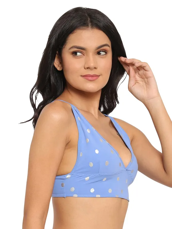 Polka_Dot_Foil_Print_Crop_Top_Bralette_Bra_For_Women