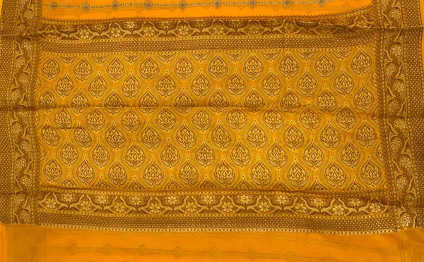 Humairah_Presents_Pure_Handloom_Mustard_Chiffon_Copper_Stripe_Booti_Jaal_with_Resham_Mina_Zari_Border_and_Mustard_Blouse