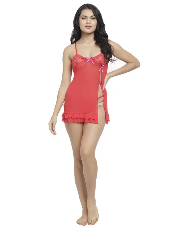 Side_Open_Short_Nighty_Nightwear_Bridal_Babydoll_Dress_For_Women