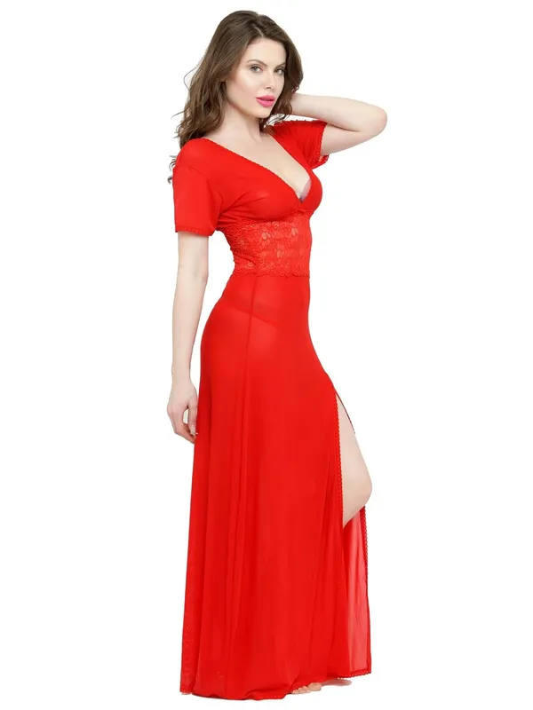 V-Neck_Splicing_Lace_Bridal_Maxi_Gown_Nighty_Night_Dress_Nightwear_For_Women
