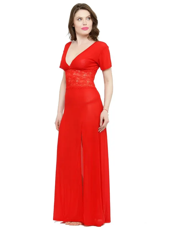 V-Neck_Splicing_Lace_Bridal_Maxi_Gown_Nighty_Night_Dress_Nightwear_For_Women