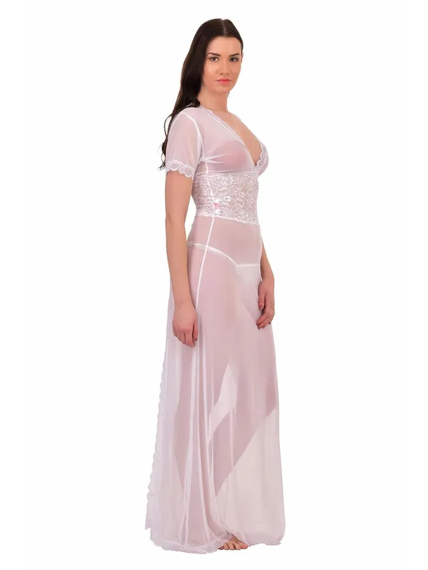 Pink_V-Neck_Splicing_Lace_Bridal_Maxi_Gown_Nighty_Night_Dress_Nightwear_For_Women