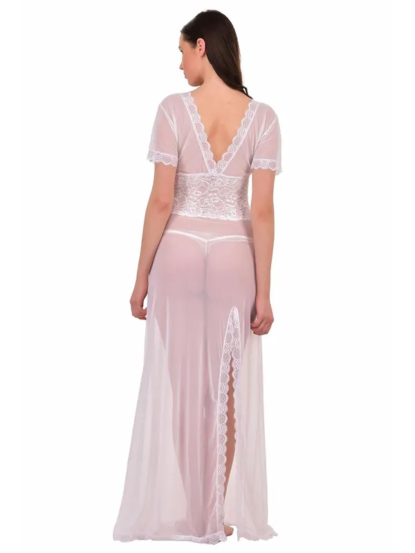 Pink_V-Neck_Splicing_Lace_Bridal_Maxi_Gown_Nighty_Night_Dress_Nightwear_For_Women