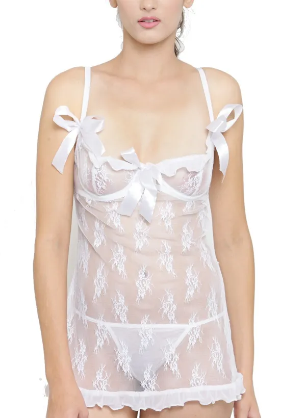 Floral_Lace_Short_Nighty_Nightwear_Bridal_Babydoll_Dress_For_Women