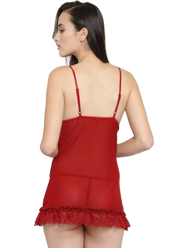 Red_Sheer_Lace_Cups_Short_Nighty_Nightwear_Bridal_Babydoll_Dress_For_Women
