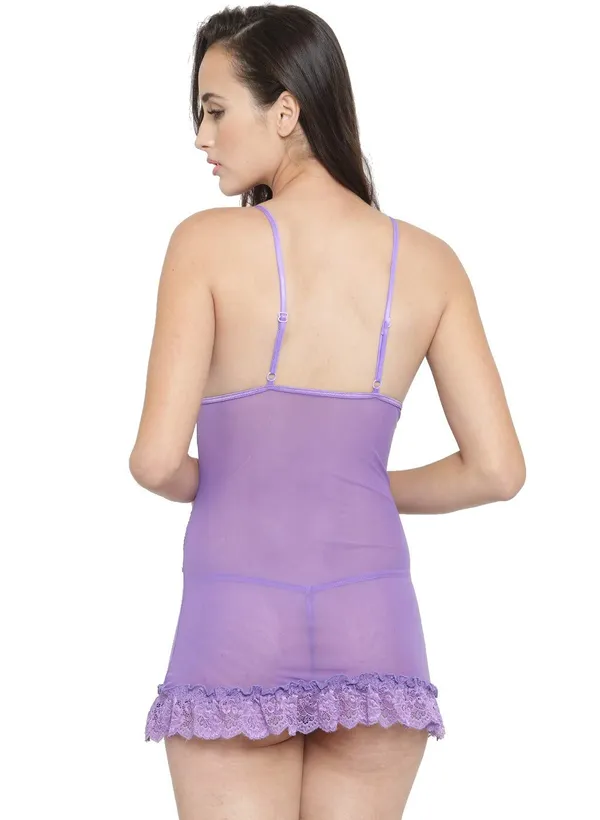 Purple_Sheer_Lace_Cups_Short_Nighty_Nightwear_Bridal_Babydoll_Dress_For_Women